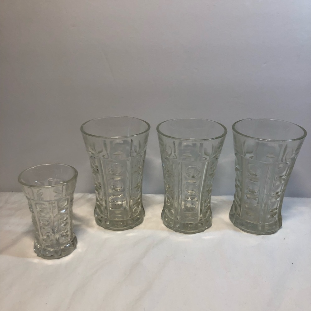 Antique pressed Glass, glasses ,  3 larger, 5 small